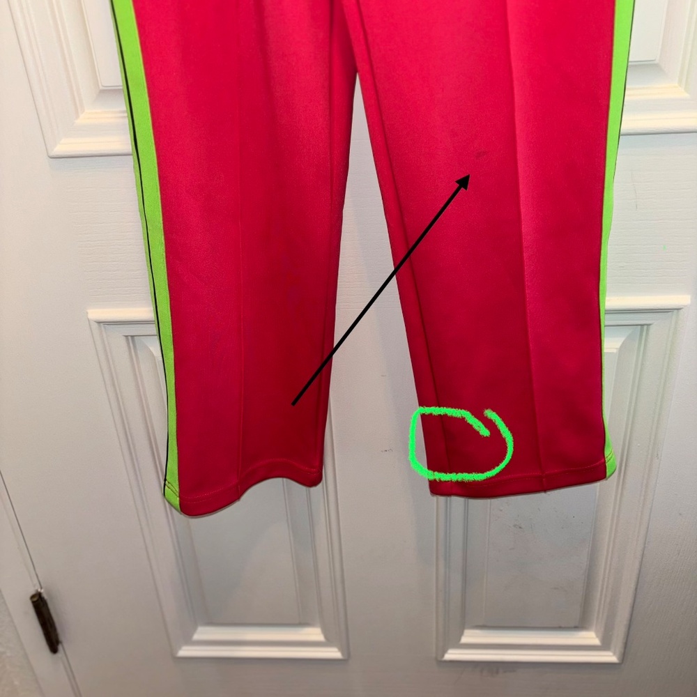 🩷 💚 Palm Angels Track Pants w/imperfections Sz S Neon Pink w/ Neon Green - Picture 12 of 16